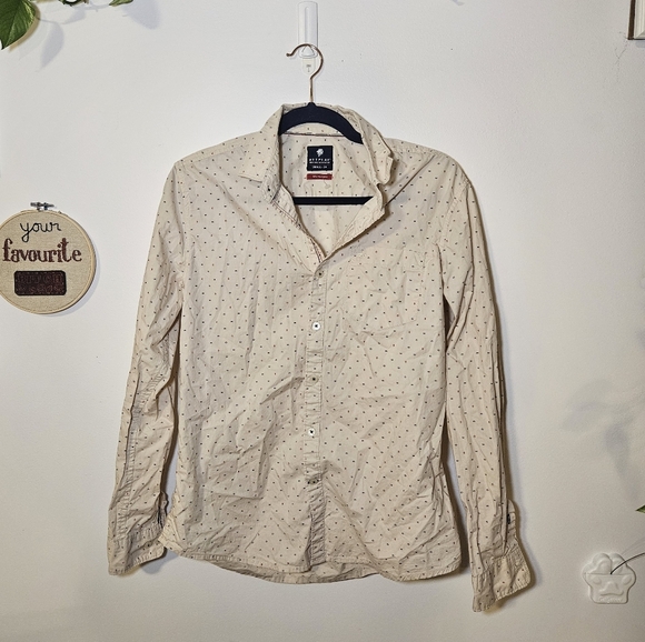 Netplay Heritage Workwear Cream Polka Dot Shirt - Picture 1 of 9
